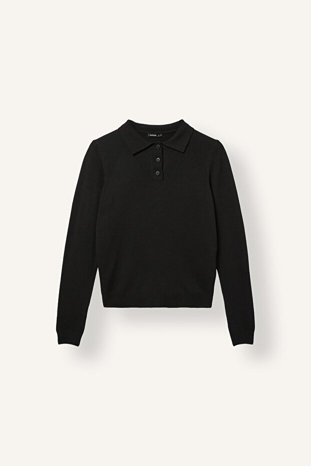 Slim Fit Polo Collar Knitwear Basic Sweater I9586Ax26Au