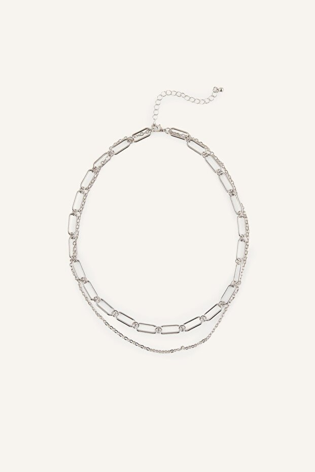 Women's 2-Piece Chain Necklace I8789Axns