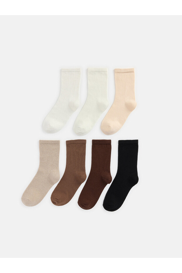 Alita City Ecru Plain 7-Piece Pack Women's Socks with a Difference