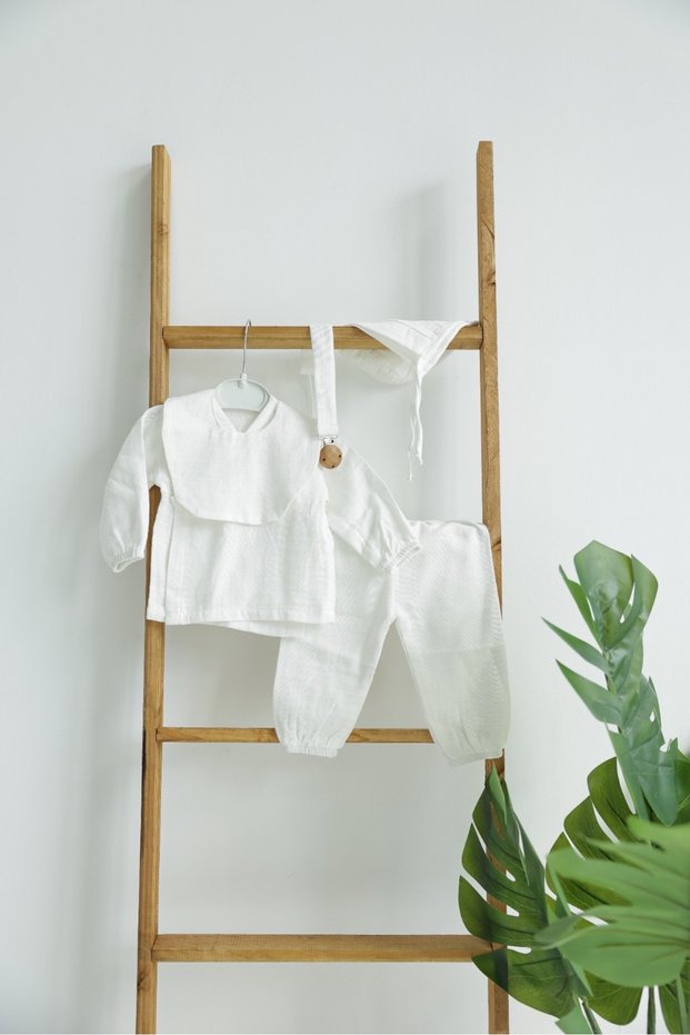 Baby Boy Muslin Set 5-Piece Hospital Release Mevlüt Set 100% Cotton