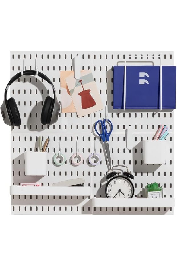 طقم لوحة تعليق معلبة متعددة الاستخدامات، منظم حائط معياري مع 4 لوحات تعليق و14 ملحقًا، فكرة مبتكرة