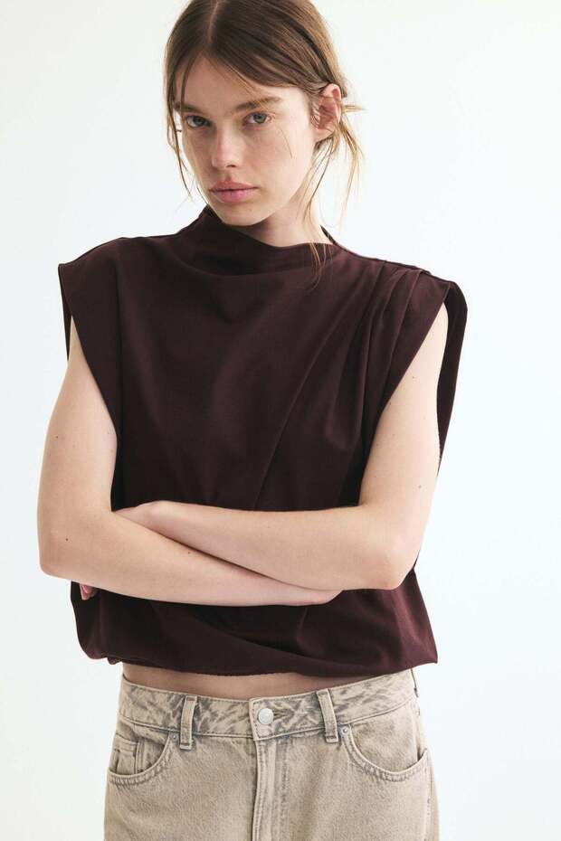 Pleated cotton top