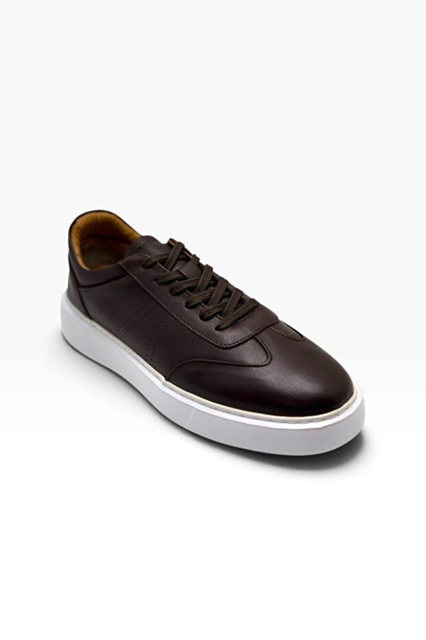 25m32-26 Genuine Leather Anatomical Sole Men's Sneaker Brown White