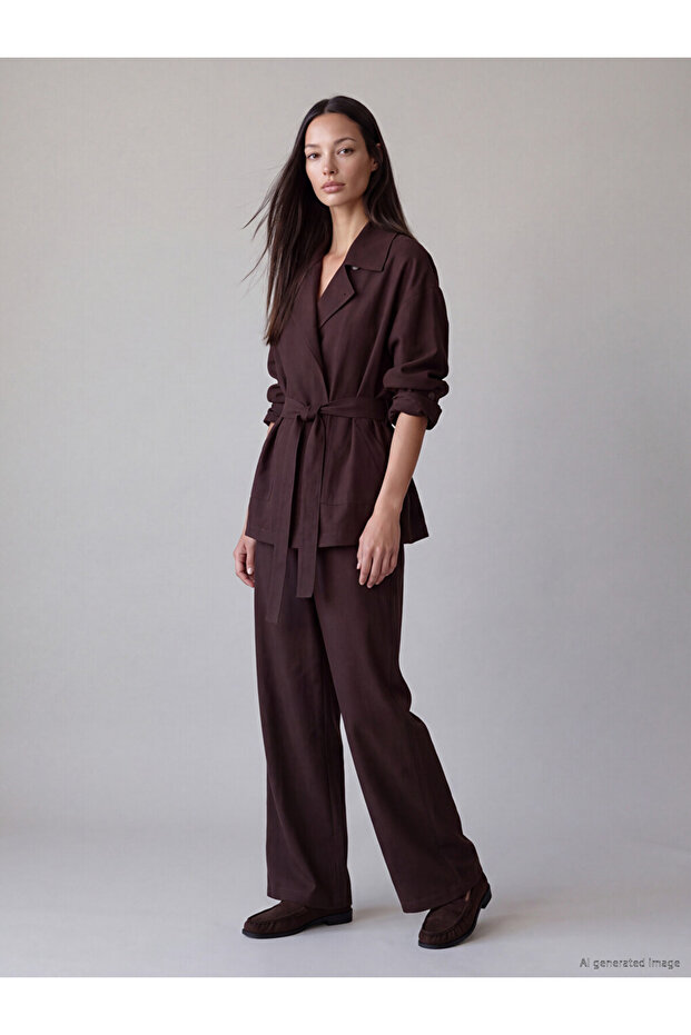 Esvab • Modern & Distinctive Wide-Leg Women's Trousers with Waist Drawstring