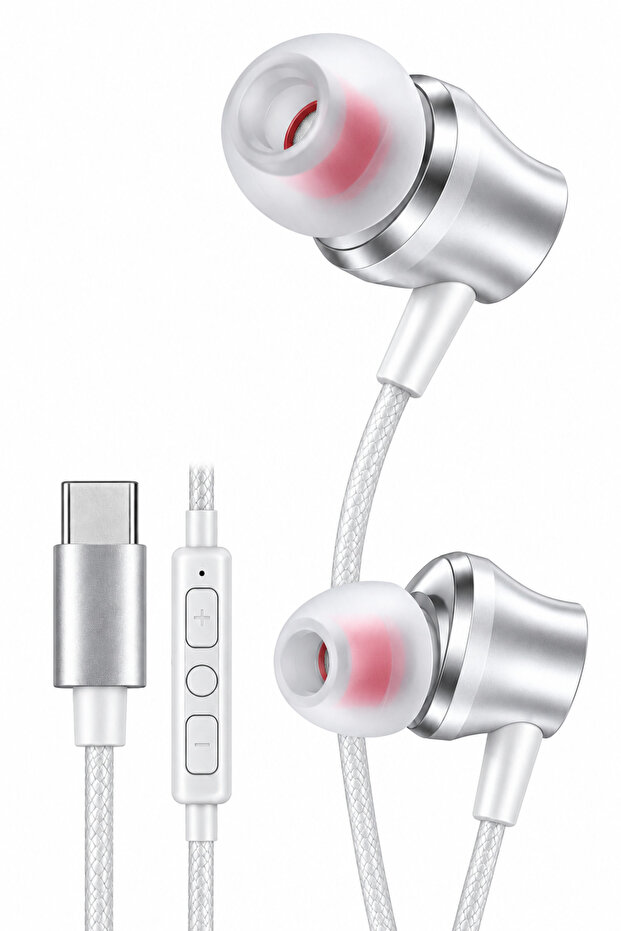 SF0365 Type-C Stereo Wired Earphones with Microphone & In-Line Control - Black