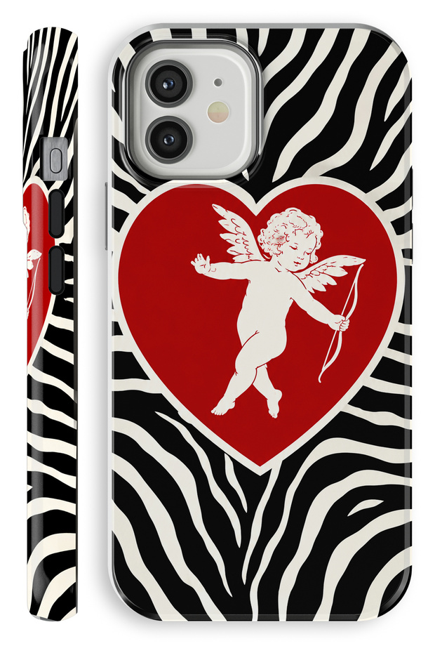 (Magsafe) iPhone 12 Zebra Heart Double Layer Shiny Protect Phone Case