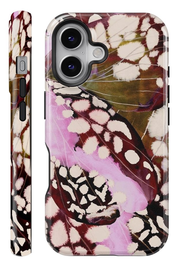 iPhone 16 Plus Papillon Double Layer Full Covering Print Glossy Protect Phone Case