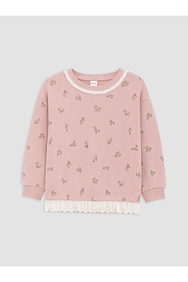 Esvab • Modern & Distinctive Zero Roba Collar Girls' Floral Sweatshirt