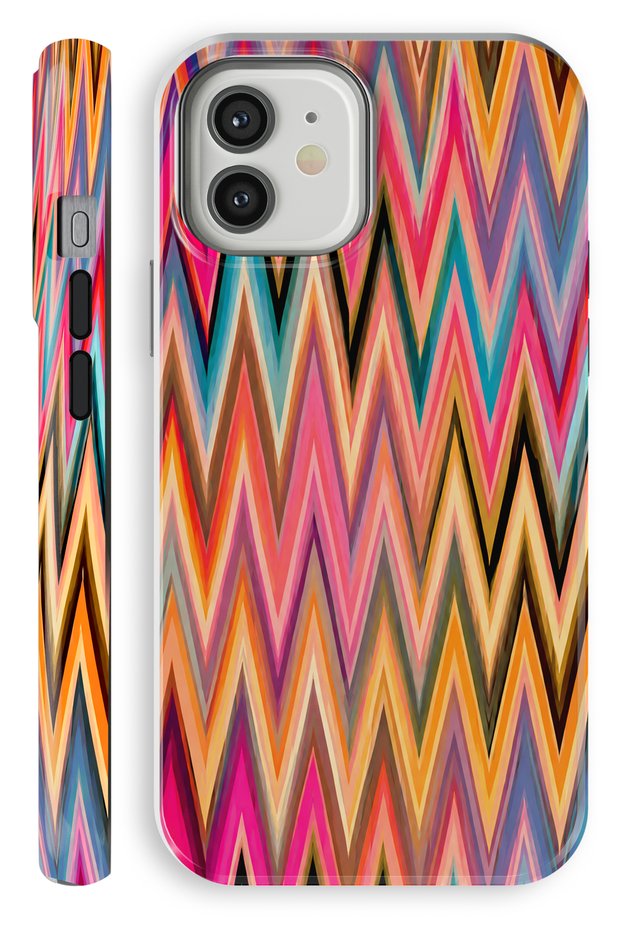 iPhone 11 Rainbow Zigzag Double Layer Full Covering Printing Glossy Protect Phone Case