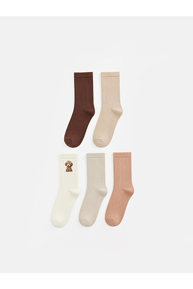 Esvab • Modern & Distinctive Embroidered Women's Socks, Pack of 5