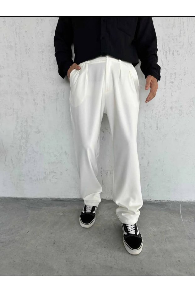 Baggy fabric trousers