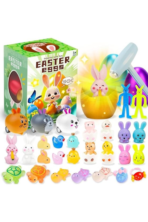 20PCS Easter Eggs Dig Kit, Easter Basket Stuffers Fillers, Glow in The Dark Filled Easter Egg