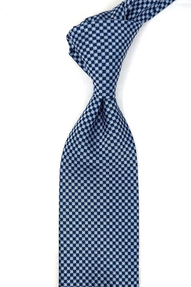 Blue Small Pattern Classic Tie with Handkerchief Kk14014