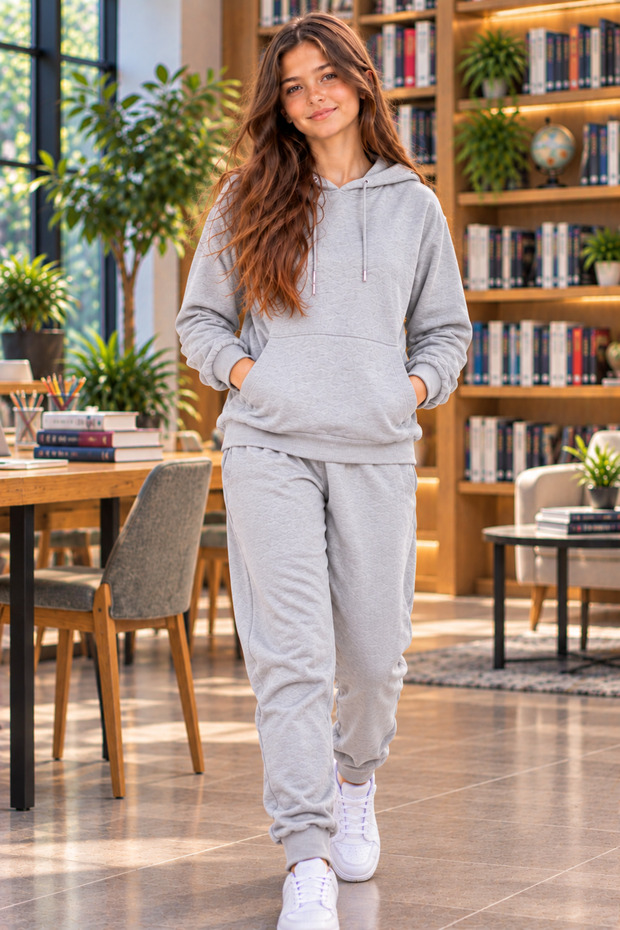 Girls' Hooded Rubberized Tracksuit Set