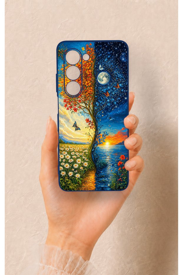 Oppo A5 5g Compatible Silicone Case with Sky and Earth Pattern