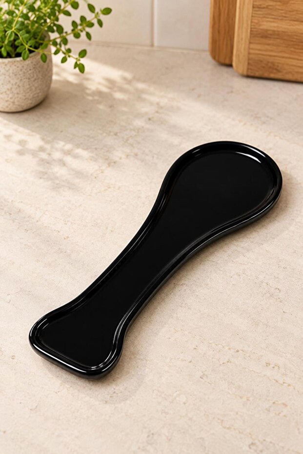 Countertop Ceramic Dirty Spoon Holder Black Spoon Coaster