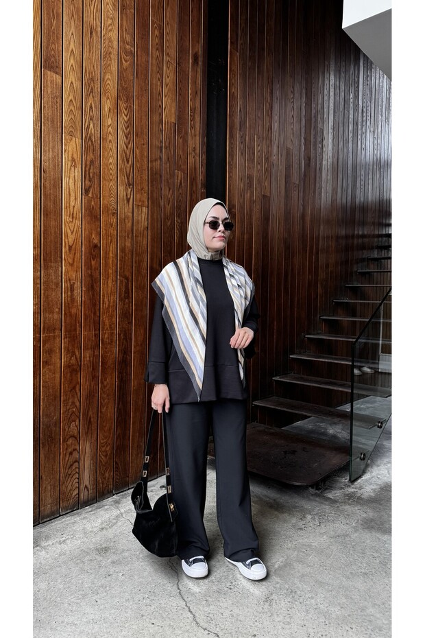 Women's Modal Vote. Sweatshirt 72 Cm, Cuff Detailed Wide Relaxed Fit Crew Neck Casual Sweat Blouse Code: Jsw26Oks