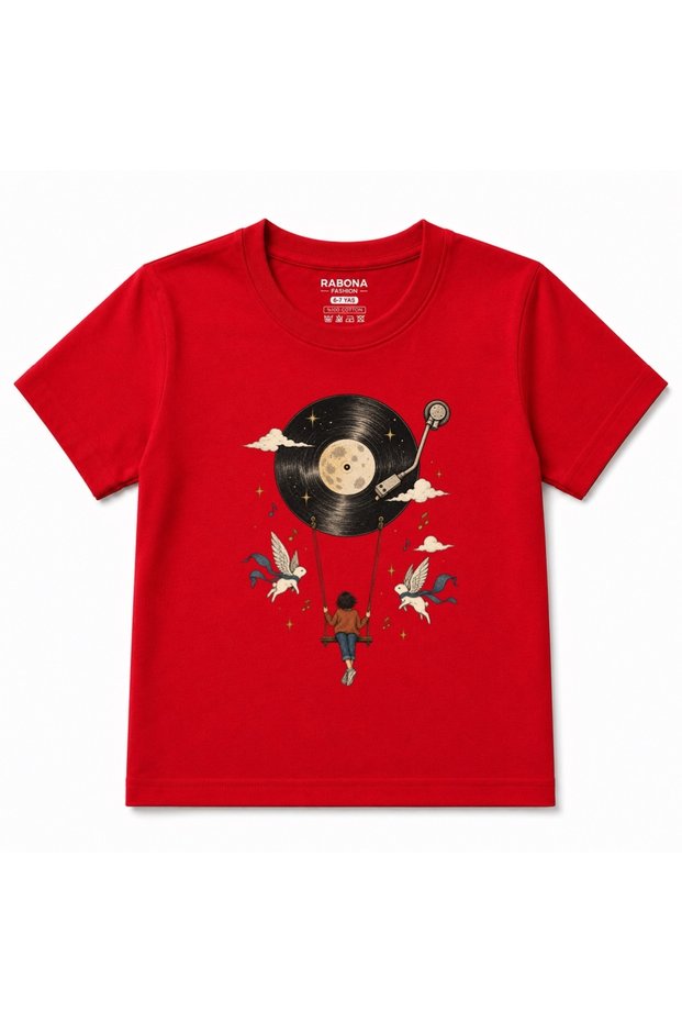 Moonlight Melody Vinyl Swing Graphic Kids T-Shirt