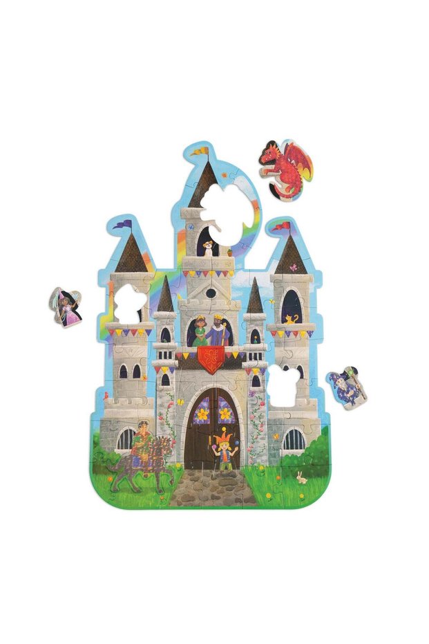 Castle Floor Puzzle, Giant Foil-Accented Puzzle with Carry Box