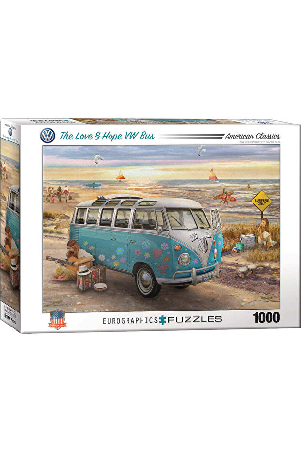 The Love & Hope VW Bus by Greg Giordano 1000-Piece Jigsaw Puzzle, Volkswagen Art Puzzle