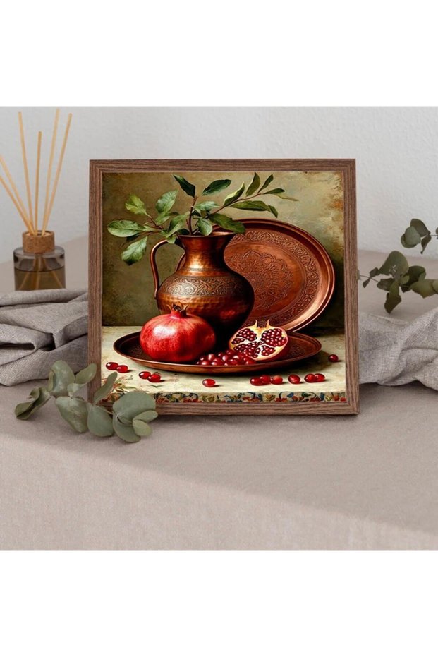 One Piece Real Wood Framed Decorative Painting Square Pomegranate