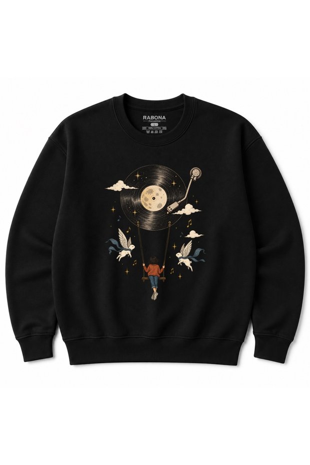 Moonlight Melody Vinyl Swing Graphic Sweatshirt