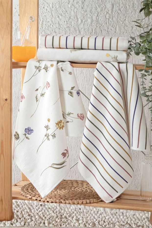 100% Cotton Printed Kitchen - Hand Towel 4Pcs Pk 40X60 Asorted
