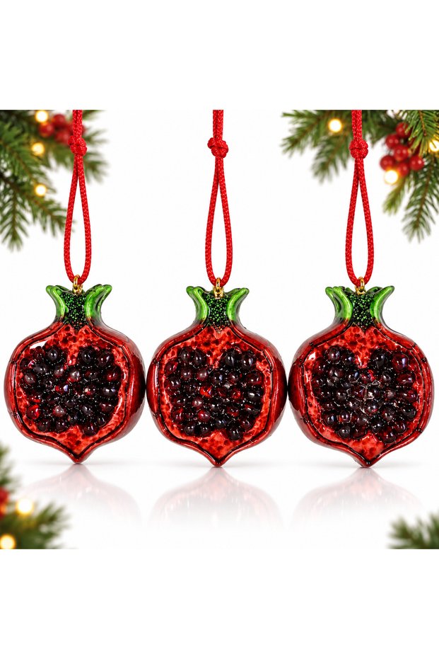 3 Pieces of Persephone Pomegranates, Handmade Christmas Ornament, Abundance, Fertility, and New Year Pomegranate Decoration