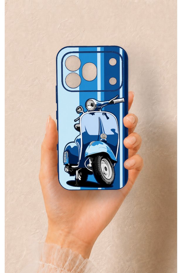 Honor 600 Pro Compatible Blue Scooter Patterned Silicone Case