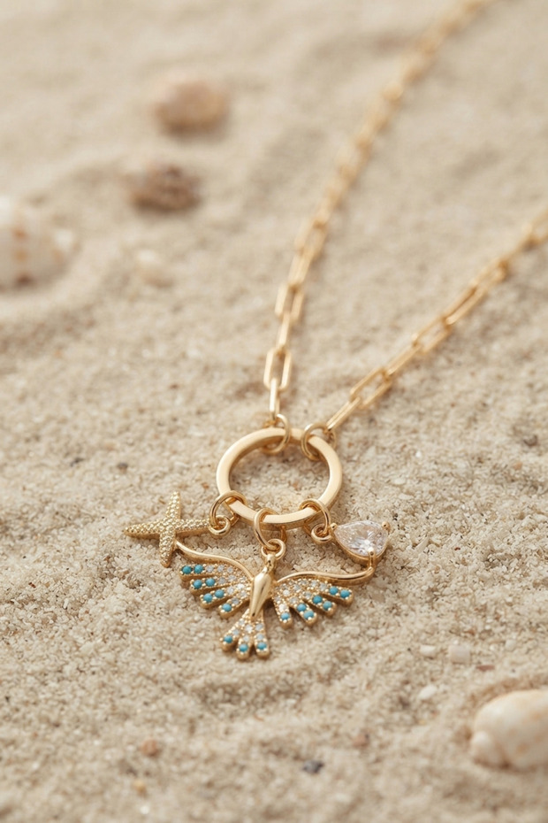 Gold Color Paperclip Chain Phoenix Model Women's Necklace