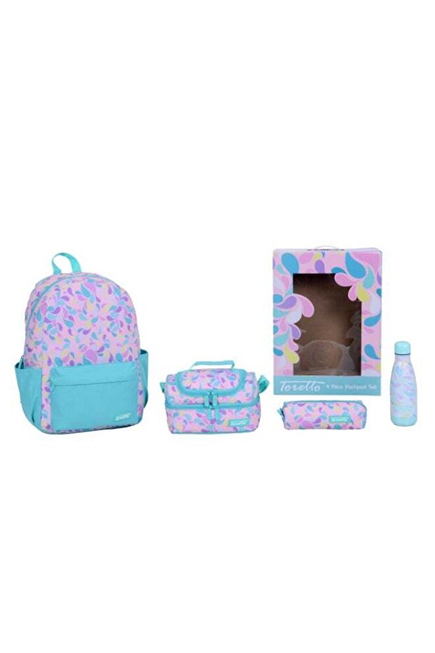 4 PCS Backpack Set with 17'' Backpack, Lunch Bag, Water Bottle & Pencil case, School backpack set,