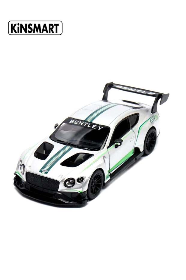 Kinsmart 1:38 Bentley Continental GT3 Die-Cast Model Car (White) – Pull Back Toy for Kids & Collect