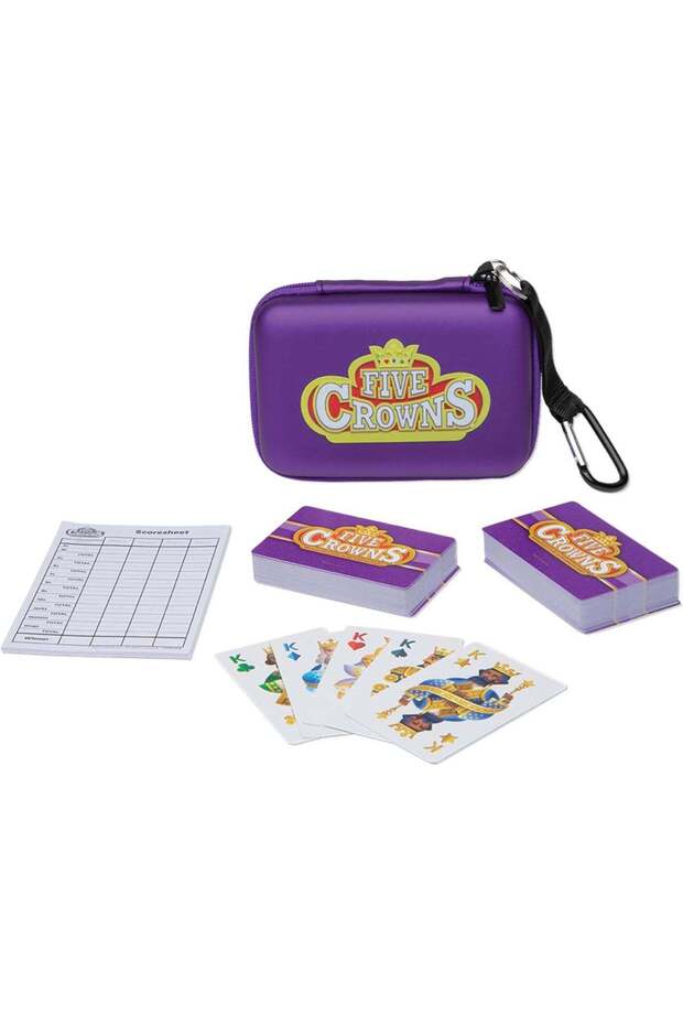 PlayMonster Five Crowns Travel Case Bundle, Cards, Scorecard Included – Card Game for Kids and Adul