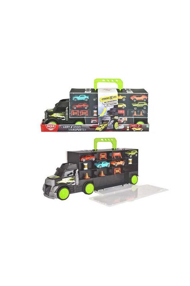 Car Transporter with 4 Die-Cast Cars and Accessories, Ages 3+