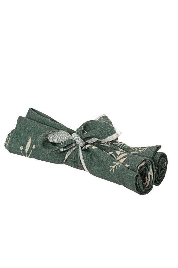 Kaemingk Napkin – Polyester Cotton with Printed Plant Pattern, Christmas Holiday Table Linen, Festi