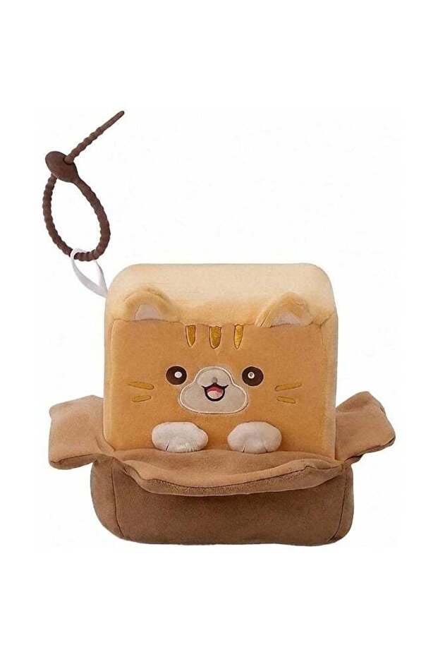 Square Pals Kitten Carton Clip-On Plush Toy (7 cm, Brown)