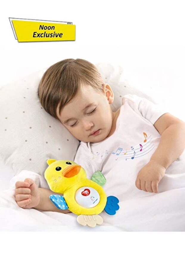 Soothing Duck Plush Toy For Babies 0M+ | Musical Night Light Baby Doll With Crinkle Wings, Teether