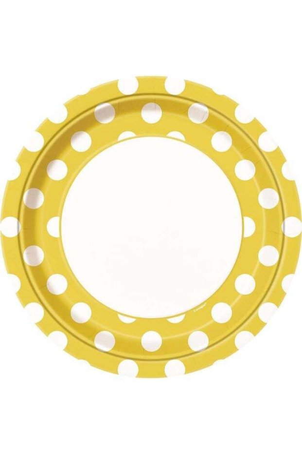Yellow Polka Dot Plates 9"