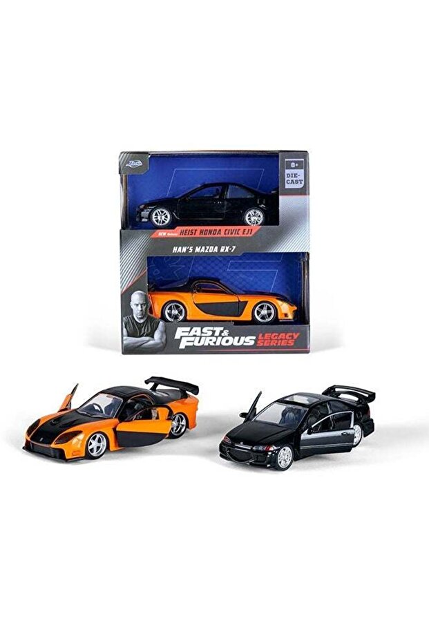 Fast and Furious Legacy Series Twin Pack 1993 Honda Civic EJ1 and Han's 1997 Mazda RX-7 Die-Cast Co