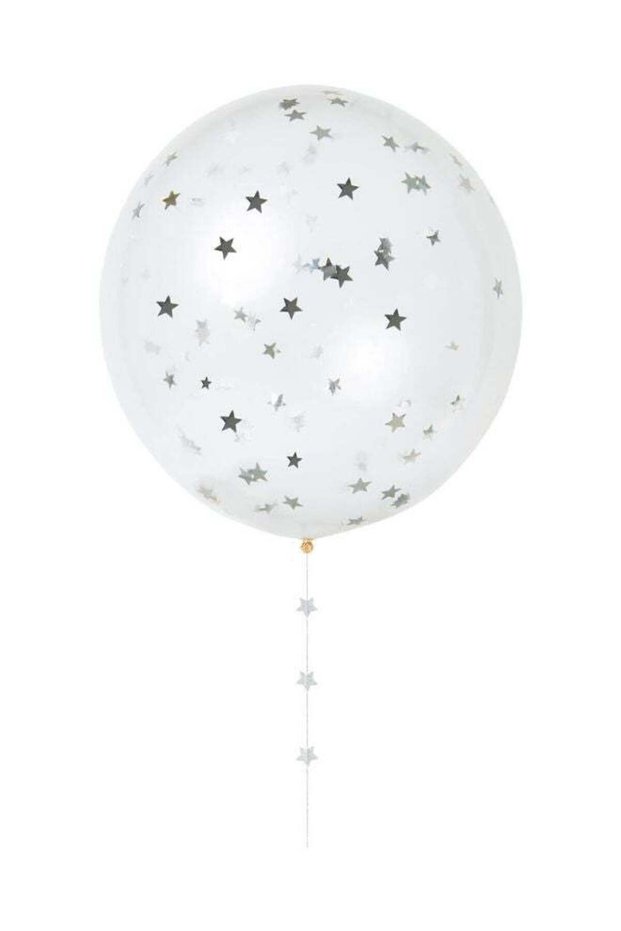 8 Pack 18" Confetti Silver Balloon Kit