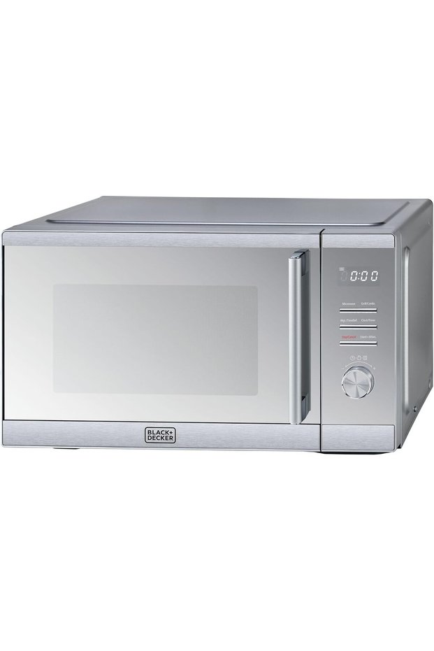 BLACK+DECKER 31L Microwave Oven with Grill, 1000W, Mirror Finish Glass Door, LED Digital Control, 8 Auto Cook Menus, 5 Power Levels, Defrost by Weight and Time, MZ31PGM-B5
