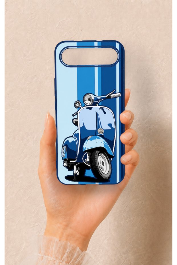 Tecno Spark Slim Compatible Blue Scooter Patterned Silicone Case