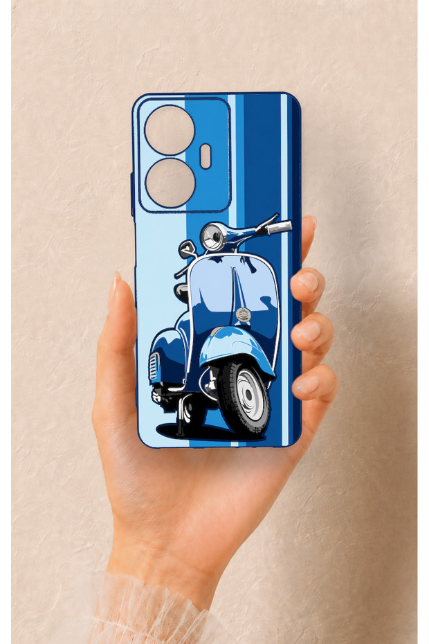 Realme C55 Compatible Blue Scooter Patterned Silicone Case
