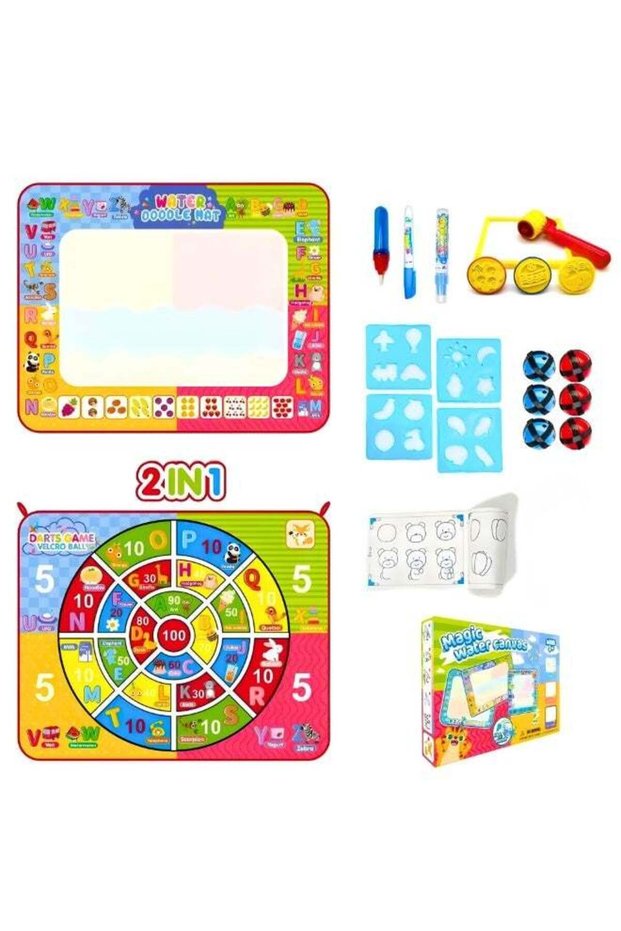 2-in-1 Large Aqua Magic Water Doodle Mat 98×78 cm, Reusable Mess-Free Drawing & Coloring Mat for Ki