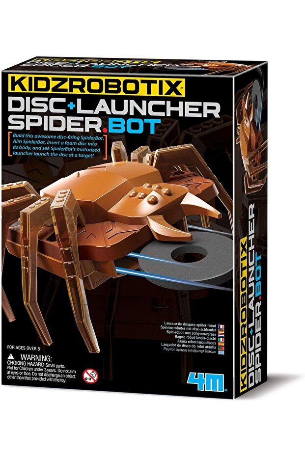 4M KidzRobotix Disc Launcher SpiderBot - Build a Spider Robot That Launches Discs - Fun DIY STEM Sc