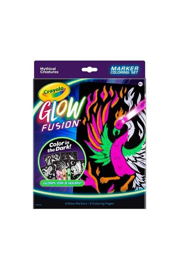 Glow Fusion, Glow in The Dark Coloring Set with Markers, Mythical Creature Coloring Pages, Gift for