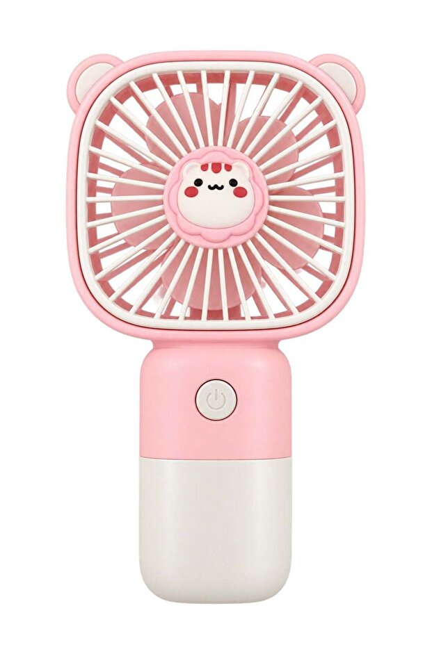 Cute Bear Ear Handheld Fan, Blue Square Mesh Portable Mini Cooling Fan for Kids