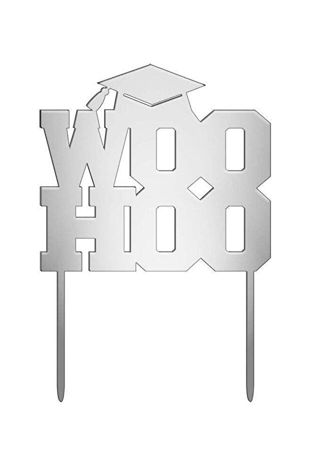 Woo Hoo Silver Plastic Cake Topper for Birthday Party Decorations, Party Celebration