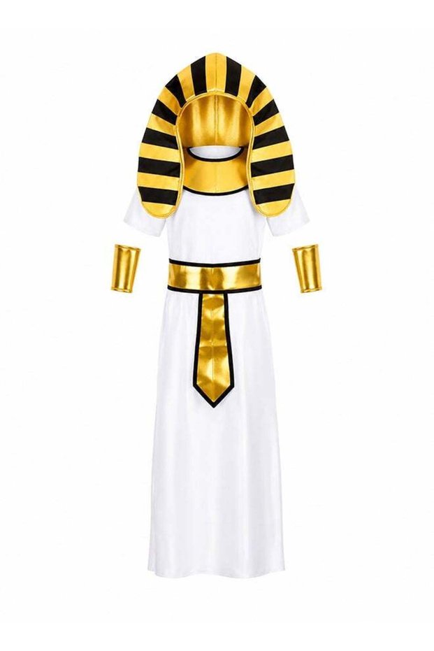 Kids Egyptian Costume Set – Ancient Egypt Fancy Dress Outfit with Headpiece and Wrist Cuffs for boy