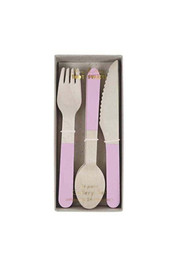 Soft Pink Wooden Cutlery Set